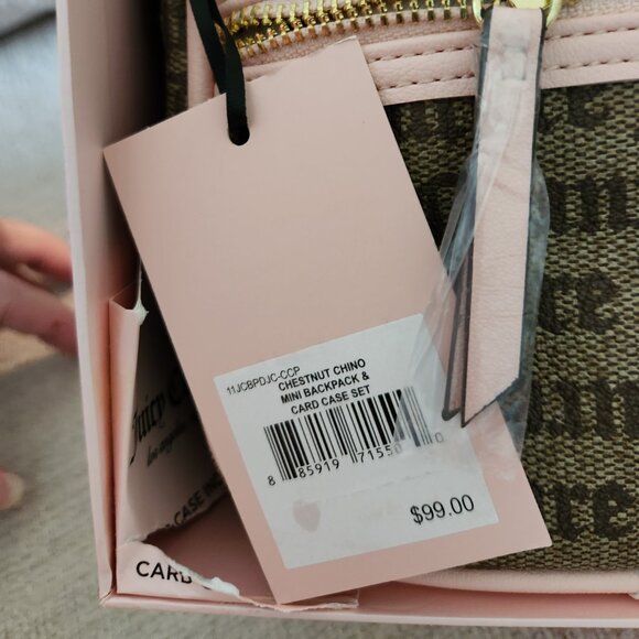 Nwt Juicy Couture Mini Back Pack Pink & Brown Monogrammed - Picture 6 of 6